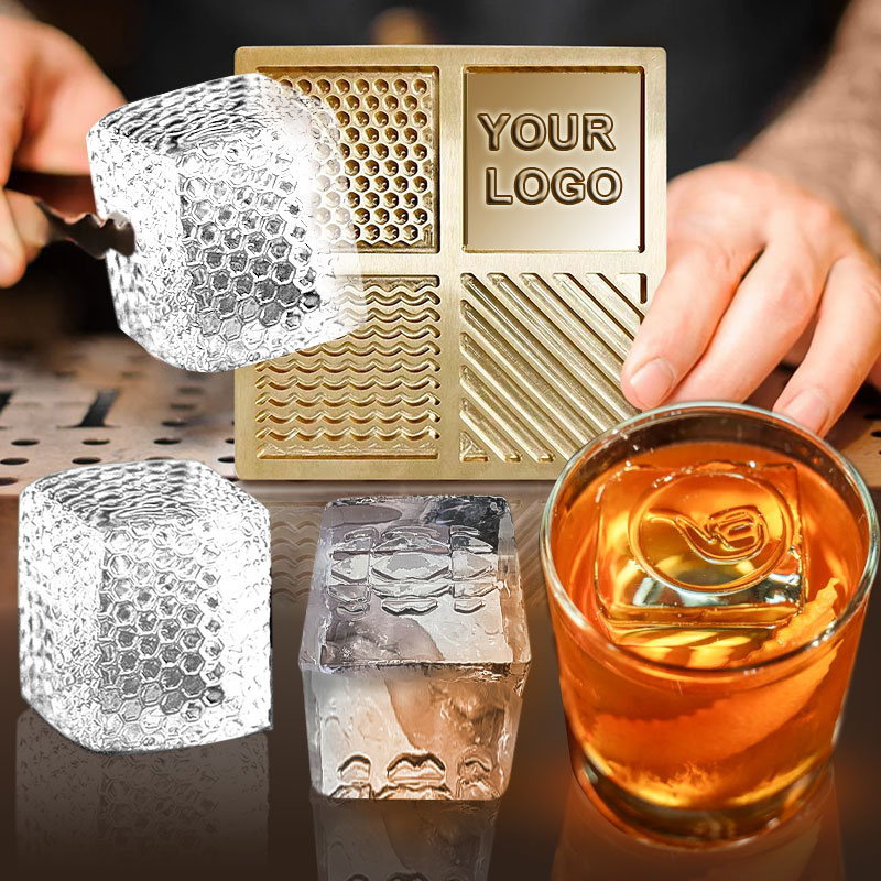 Resin Art Logo - قالب ثلج معدني مربع الشكل بشعار
