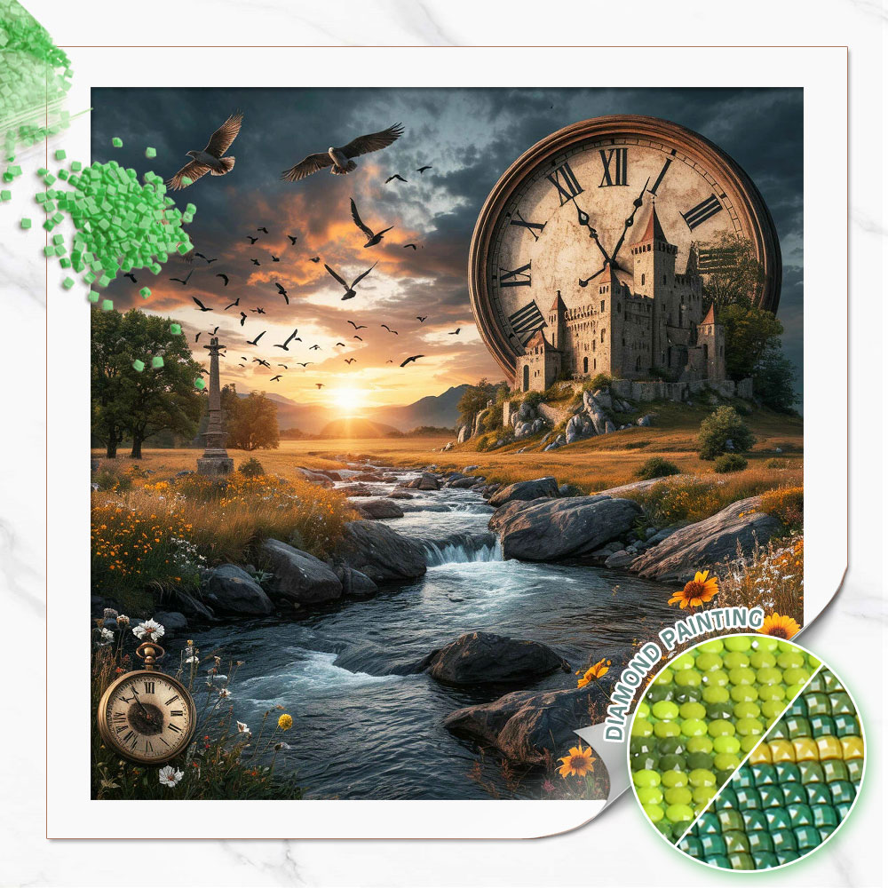 Resin Art Clock - لوحة الماس من هواكان: قلعة البرية