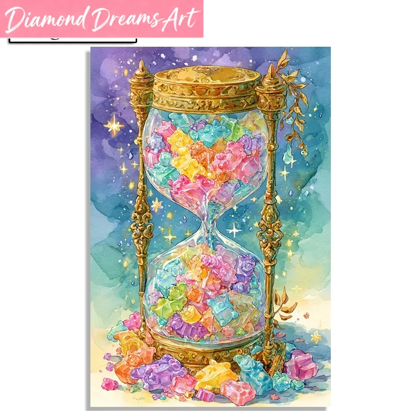 Resin Art Clock - طقم رسم بالألماس بدون إطار، بتصميم