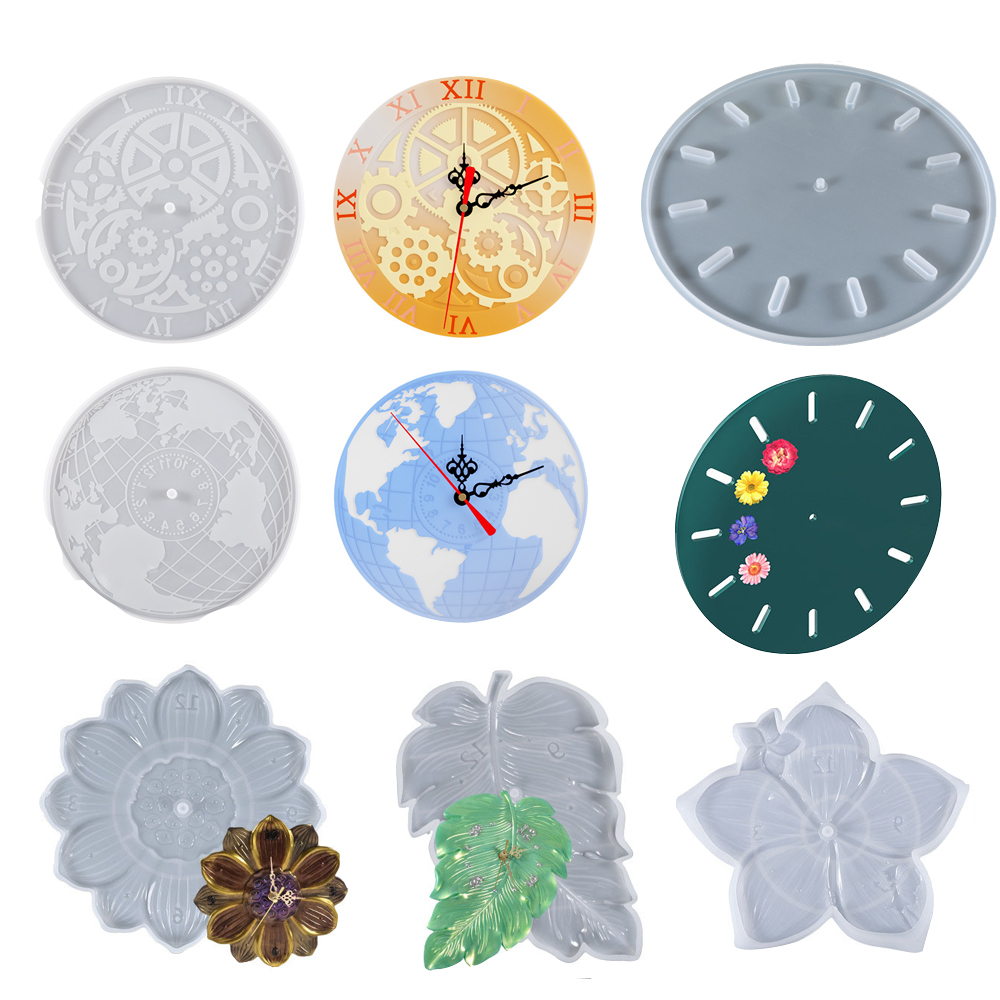 Resin Art Clock - خريطة العالم لوتس ليف ساكورا ساعة