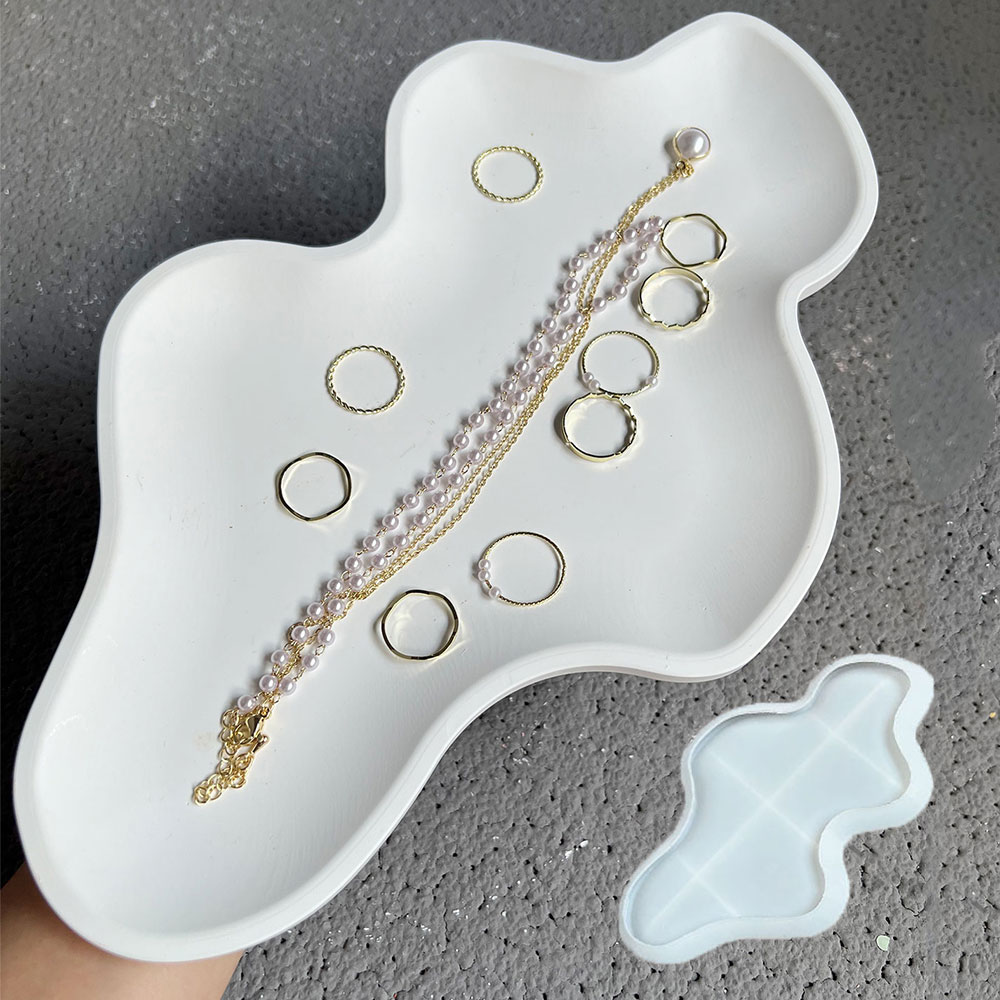 Resin Art Tray - صينية تخزين سحابية قالب خرساني ،