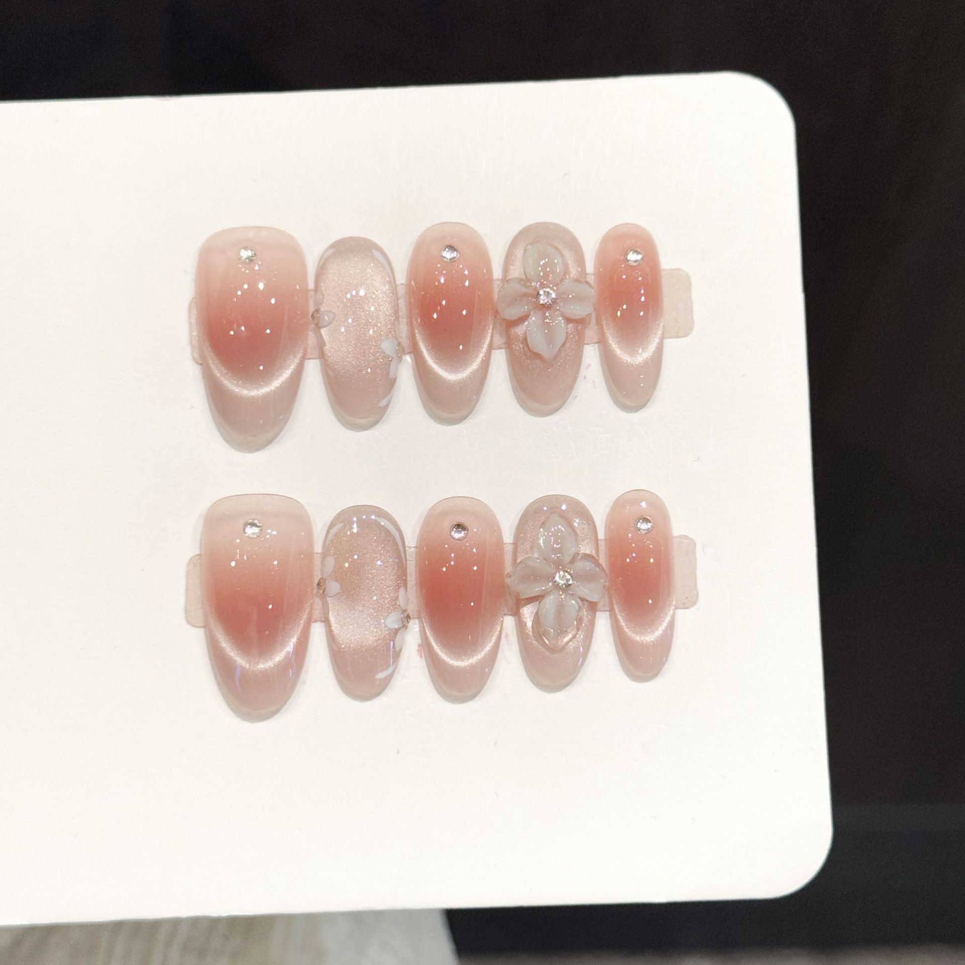 Resin Art Flowers - 10 قطع أظافر صناعية يدوية الصنع